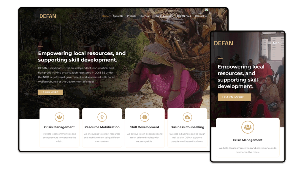 Defan Nepal website mockup